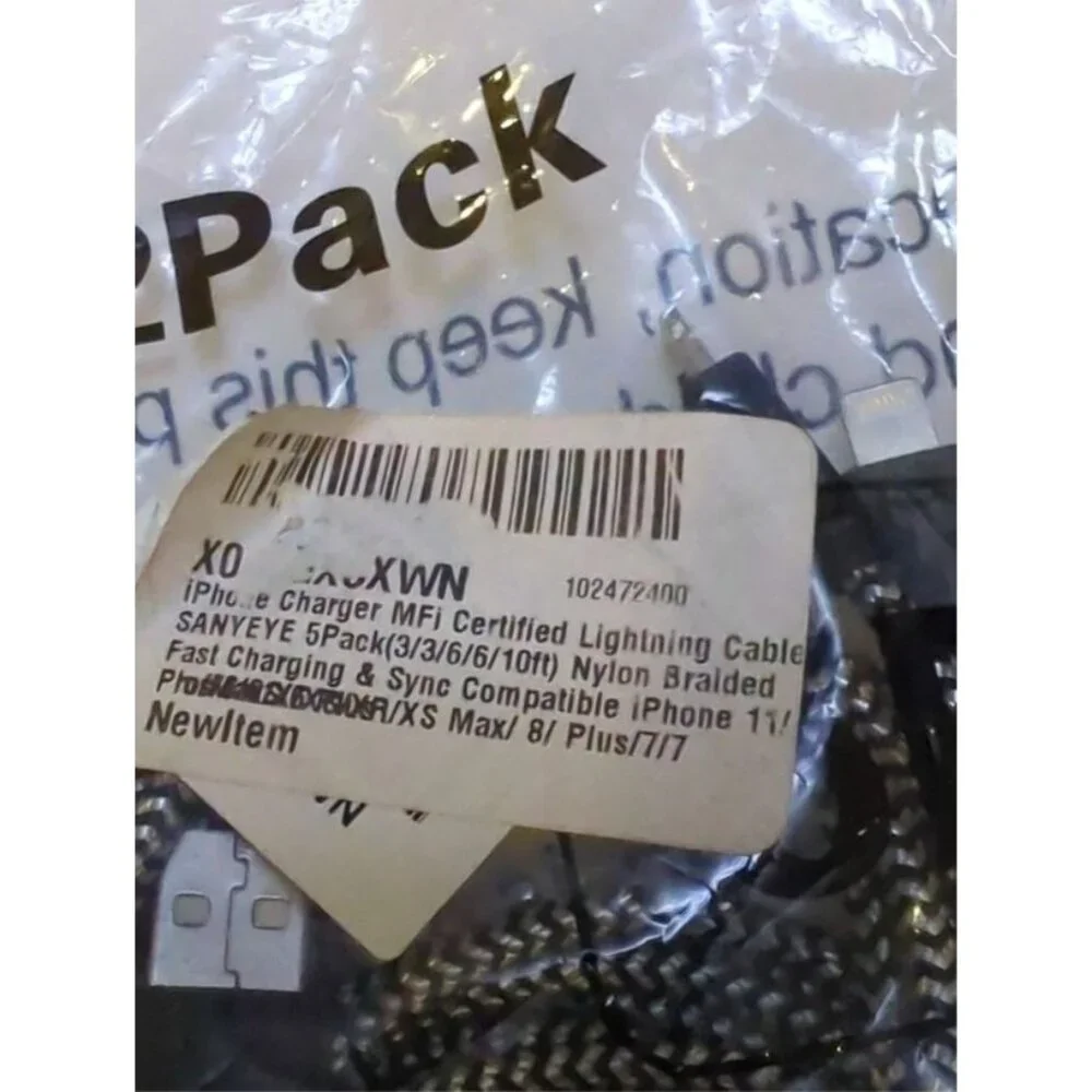 3Pk 10Ft Nylon Braided Lightning Cable Fast Charging & Sync iPhone 11/Pro/XS/8/7